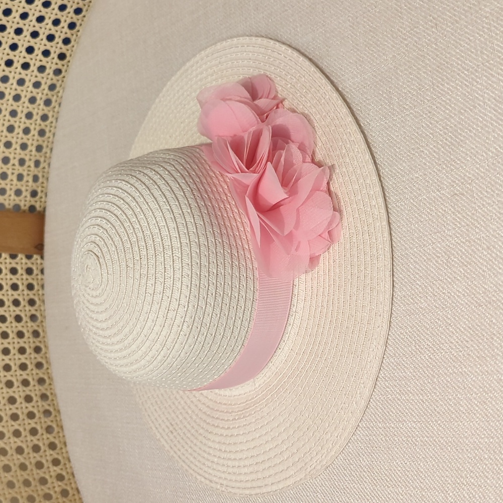 Mud Pie Sunhat with Floral trim, Size Medium Girls